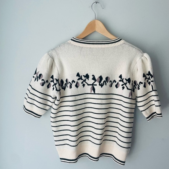 THML Anthropologie Ivory and Black Floral Sweater - Picture 5 of 6